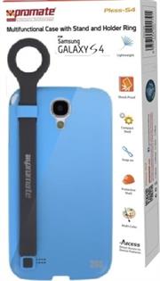 Promate Pless-S4 Multifunctional Case with a Stand and a Holder Ring for Samsung Galaxy S4-Bluek Retail Box 1 Year Warranty