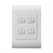 Lesco Pipelli 4 Lever 1 Way Flush Switch- Voltage: 220-240V, Amperage: 16A ,Height: 100mm , Width: 50mm ,Material: Polycarbonate, Colour White, Sold as a Single unit, 3 Months Warranty