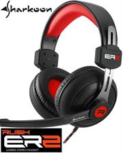 Sharkoon Rush ER2 Circumaural Stereo Headset with Microphone - Red, Retail Box , 1 year Limited Warranty