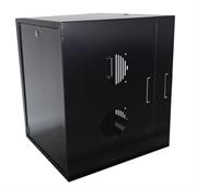 Lambda 19 Inch Swingframe Wallmount Cabinet - 9U, Assemlbled, Black, 400 mm + 200 mm depth - Usable depth: 300 mm, Tempered Glass Front Door, Removable Side Panel, L-shaped Mounting Profile, Retail Box , 1 year warranty