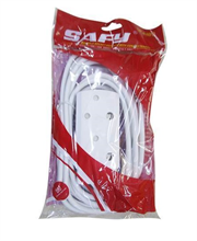 Noble Safy 5m Multi Plug Coupler Extension Cord Lead With Dual 3 Pin Sockets-16A Rated Plugs 250V, Power Up 2 Appliances At Once, Suitable For Home Use, Colour White, Sold as a Single unit, 3 Months Warranty