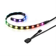 Sharkoon SHARK RGB Gaming Light Strip - LED Type: 5050 Addressable RGB, Length: 360 mm, Width: 10 mm, No. of LEDs: 18, Connector: 3-Pin & 4-Pin, Pinout: 5V-D-G & 5V-D-coded-G, Cable Length: 60 cm, Fixation: Magnetic/Self-Adhesive, Rated Voltage: 5V DC, Rated Current: 600 mA, Weight: 30 g, Dimensions (L x W x H): 360 x 10 x 3mm, Retail Box, 1 Year warranty