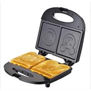 Sokany Dual Smiley Emoji Waffle Maker - Smiley Imprinted Waffles, Non-Stick Coating Surface Plates, 750w Rated Power, Double Sided Heating and Cooking, Anti-Scald Cool Touch Handle, Easy To Clean, Colour Black Retail Box 1 year warranty