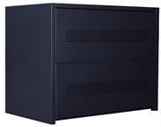 Solarix Steel Battery Box For 8 Batteries - Indoor Use Battery Box Design, Easy To Assemble, Powder Coated Mild Steel Casing, Houses Up To 8 X 120ah Inverter Batteries, 2 x Shelves Top and Bottom Floor Standing Unit, Colour Black, Retail Box , No warranty