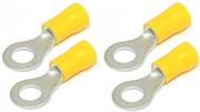 Solarix M6 Insulated Ring Solar PV Terminal Connector Pack of 4-M6 Stud Size, 4mm² to 6mm² Solar PV Cable, Also Known As A Ring Connector Or Cable Lug, Yellow Sleeve, Sold As Pack Of 4, Retail Box , No warranty