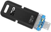 Silicon Power C50 Multifunction 128GB Mobile Flash Drive- 1x USB 3.1 Gen 1 Type-C port, 1x USB 3.1 Gen 1 Type-A Port, 1x Micro USB 2.0 Port, 128GB Storage Capacity, Ergonomic Grip For User-Friendly Handling, Compact With A Key Hole Attachment, Protective Connector Ends, Windows, Mac, and Linux Compatible, Colour Black, Retail Box, 1 year limited warranty