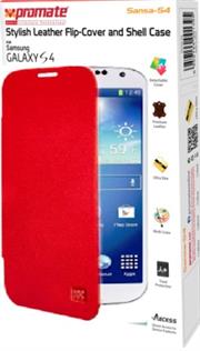 Promate Sansa-S4 Stylish Leather Flip-Cover and Shell Case for Samsung Galaxy S4-Redue Retail Box 1 Year Warranty