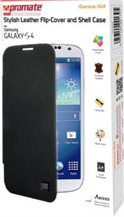 Promate Sansa-S4 Stylish Leather Flip-Cover and Shell Case for Samsung Galaxy S4-BlaRed Retail Box 1 Year Warranty