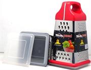 Totally 4 Sided Grater With Storage Container- 4 Stainless Steel Blades, Comfort-Grip Handle, Non-Slip Base, Includes A Detachable Storage Container, Colour Red , Retail Box Out of Box Failure Warranty