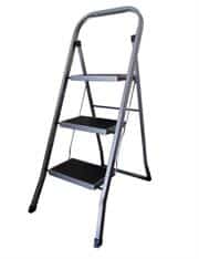 Totally Folding 3 Step Ladder Silver With Black Accents- Hold Up To 150 kg Weight, Durable And Versatile, Crafted With Premium Steel Ensures Stability And Longevity, Anti-Slip Rubber Feet And Steps, Foldable Design Allows For Convenient Storage And Transport, 113 cm (H) x 45 cm (W) x 45 cm (L), Weighing just 6 kg, Retail Packaging No Warranty