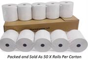 Postron Standard Thermal 80mm X 83mm Paper Roll – Colour White , 50 Rolls Per Box, Standard 65gsm Grammage , Paper length 40 Metres , For Use With Receipt Printers, Cash Registers, Point of Sale Systems, No Warranty