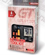 Goldtool 4 PCS Networking Tool Kit, Impact tool, Crimping tool, Stpipper/Cutter, Lan Tester , Retail Box, 1 year warranty
