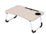 UniQue Multifunctional Foldable Laptop Desk-Wood Finish Table Top - Compact Space Saving Design, Durable And Stable, Strong Steel Base Frame, Powder Coated Finished Legs, Four Skid-Proof Rubber Foot Pad, Ideal For Laptops, Tablets PC’s And Reading, Colour Beige Oak Finish, Retail Box, No Warranty