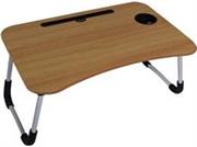 UniQue Multifunctional Foldable Laptop Desk-Wood Finish Table Top - Compact Space Saving Design, Durable And Stable, Strong Steel Base Frame, Powder Coated Finished Legs, Four Skid-Proof Rubber Foot Pad, Ideal For Laptops, Tablets PC’s And Reading, Colour Cedar Oak Finish Retail Box No Warranty