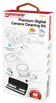 Promate Veep.C Premium Digital Camera Cleaning Kit,3-in-1 cleaning pen with replaceable triangular and circular pads to clean all places and edges of the camera, Non-residual cleaning fluid,Soft anti-static brush,Fine microfiber cleaning cloth with portable hard case for cleaning tools storage. The Veep.C is a complete cleaning solution kit for every digital camera to keep to its optimum performance. It has a 3-in-1 cleaning pen with collapsible design which shows off its anti-static brush for dusty parts and its triangular and circular pads to clean all places and edges of the camera. A non-residual cleaning fluid to damp on specific parts which requires cleaning and its microfiber cleaning cloth for a complete wipe for a thorough dust and dirt-free camera. A compact and portable hard case is also provided to store and organize all the cleaning tools of the Veep.C., Retail Box , 1 Year Warranty