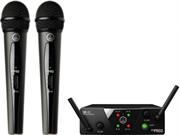 AKG Harman WMS40 Mini Dual Vocal Set Wireless Microphone System- Dual Receiver Operation, 2 x HT40 Handheld Wireless Transmitters, 2 X Balanced ¼ Inch SR40 Receiver Outputs, 30-Hour AA Battery Life, Double Fixed-Frequency System, Wireless Range Up to 20 metres, Universal Power Supply Included, Colour Black, Retail Box , 1 year Limited Warranty