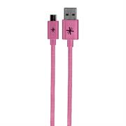 Whizzy Extra Long Micro USB Charge And Data Sync Cable – 2.5 Metres Cable Length , USB Ver 2.0 Type A Male to Micro USB Type B Male, Nylon Sleeve Anti Tangle Cable, Colour Pink , Retail Box , 1 Year Limited Warranty