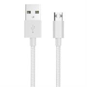 Whizzy Reversible Micro USB Charge And Data Sync Cable- Plug The Cable Into A Micro USB Port In Any Way, 1.0 Metre Cable Length , USB Ver 2.0 Type A Male to Micro USB Type B Male, Nylon Sleeve Anti Tangle Cable, Colour White, Retail Box , 1 Year Limited Warranty