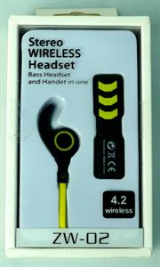 Geeko ZW-02 Wireless Bluetooth Earphones , BT4.2 , Rechargeable Polymer Lithium-on Battery -Yellow, Retail Box , 1 year Limited Warranty