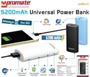 Promate AidBar-5- Universal Power Bank 5200 mAh Universal Power Bank Black,Retail Box , 1 Year Warranty