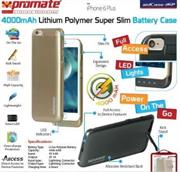 Promate aidCase-i6P 4000mAh Lithium Polymer Super Slim Battery Case - Black, Retail Box , 1 Year Warranty