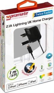 Promate ChargMateLT-UK Multifunction Lightning Home charger for iPad, iPhone and iPod, UK Standard. , Retail Box, 1 Year Warranty