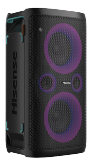 Hisense HP100 Party Rocker - 300W Max Audio Power, 15 Hours Long-lasting Battery, 5 Lighting Effects, Karaoke Mode, Wireless Charge, 5 DJ Effects, IPX4 Waterproof on Top Panel, LED Display, FM Built-in, Bluetooth 5.0, Retail Box, 1 Year Limited Warranty
