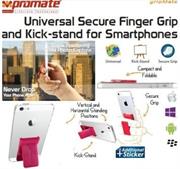 Promate Gripmate Universal Smartphone Secure Finger Grip and Kick-stand-Pink,Retail Box , 1 Year Warranty