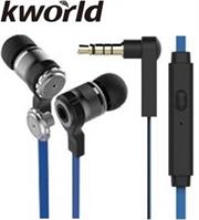 Kworld KW S28 In Ear Elite Mobile Gaming Earphones Stereo Silicone Earbuds with In-line intelligent Control Microphone , 9mm Driver Unit , Sensitivity: 95 ±3 dB/mW , 1.2 metre Soft TPE Flat Cable , 4 Pin 3.5mm Gold Plated Jack – Blue, Retail Box , 1 year Limited Warranty