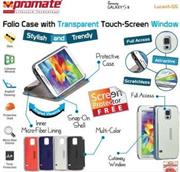 Promate Lucent S5 Bookcover with T-Screen Window Colour: White, Retail Box , 1 Year Warranty
