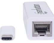 Manhattan Type-C to Gigabit Network Adapter - SuperSpeed USB 3.1 Gen 1 (5 Gbps); 10/100/1000 Mbps Gigabit Ethernet, Retail Box, Limited Lifetime Warranty