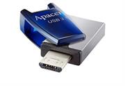 Apacer AH179 (AP32GAH179U-1) 32GB USB 3.1 Mobile Flash Drive (OTG) - Blue, Dual Interface of Micro USB & USB 3.1 Gen 1 Type-A, Transmission at USB 3.1 Gen 1 SuperSpeed, Compatible with USB On-The-Go (OTG) Feature, 360-Degree Capless Swivel Design, Retail Box, Limited Lifetime Warranty
