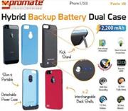 Promate Twix.i5-Hybrid Backup battery Dual case for iPhone5/5s-Blue, Retail Box, 1 Year Warranty