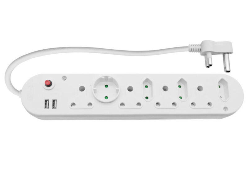 multi plug 4x16a 4x5a 2xusb 0.5m cord