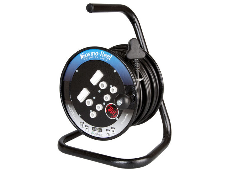 30m 16a extension cord on open metal reel