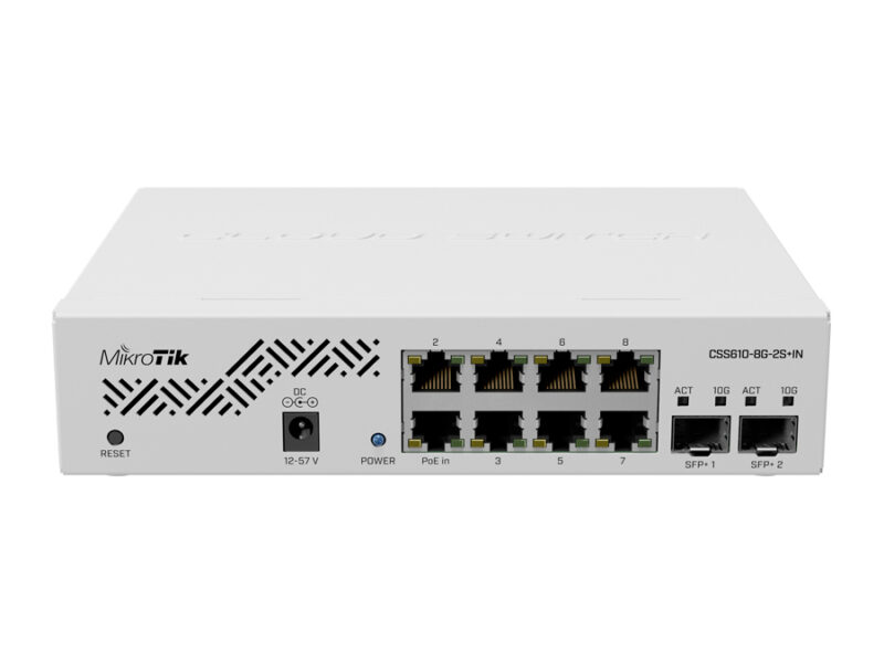 mikrotik swos smart switch 8 port gigabit 2sfp+ poe input | css610 8g 2s+in