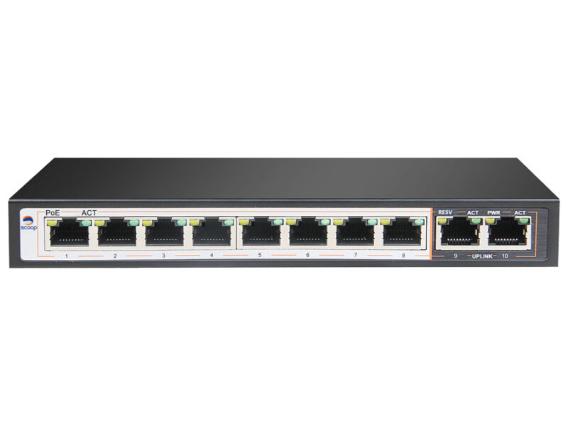 scoop 8 port fast ethernet ai poe 96w 2 gigabit switch