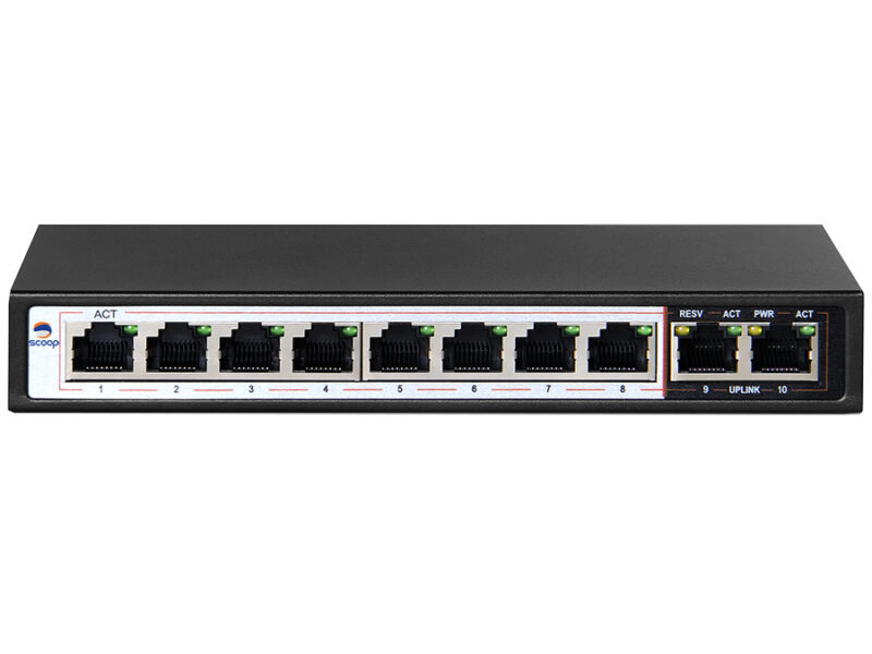 scoop 10 port gigabit 8 ai poe 96w switch