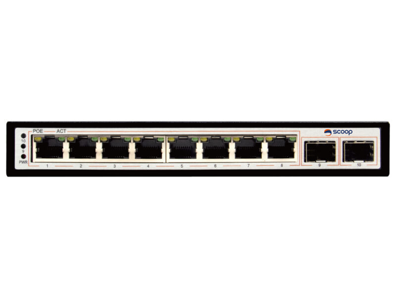 scoop 8 port gigabit ai poe 96w 2sfp switch