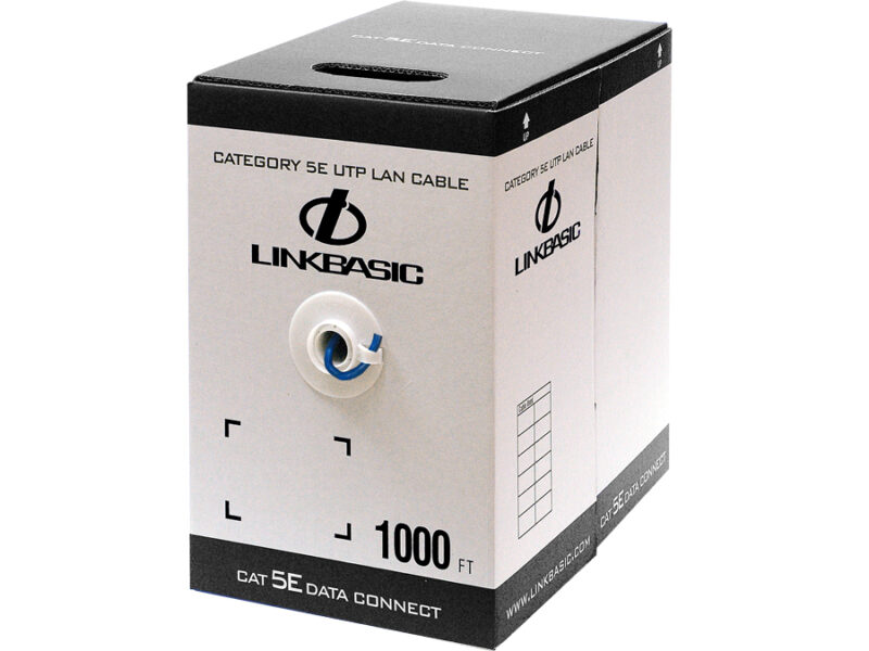 linkbasic 305m box cat5e solid blue utp cable