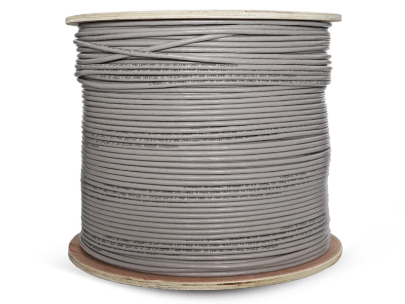 linkbasic 500m drum cat5e solid grey utp cable