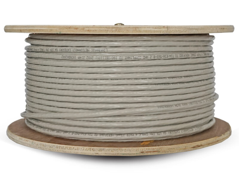 linkbasic 100m drum cat6a solid grey utp cable