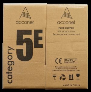Acconet CAT5 UV Outdoor Ethernet Cable 100m Black Solid Copper SF/TP Pull Box | CAT5U-100-SC
