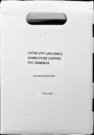 Essential CAT5e Indoor Ethernet Cable 305m Grey Solid Copper UTP Pull Box | CAT5-305-GEN-SC